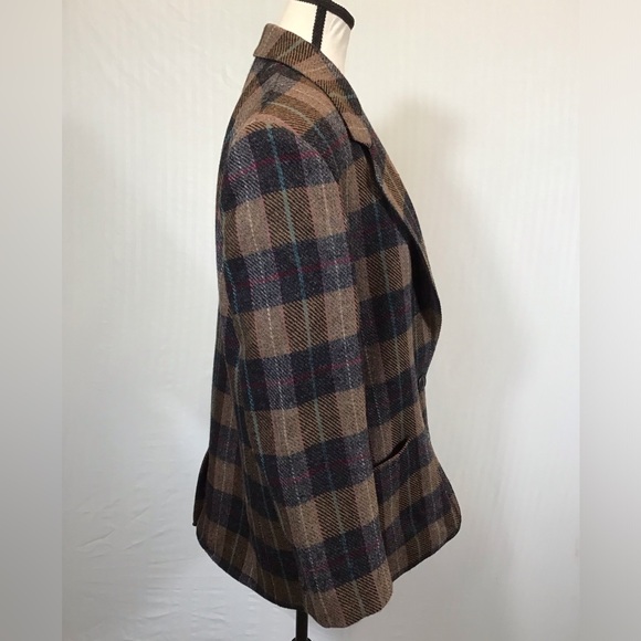 Vintage Harve Benard Womens Plaid Wool Blazer Size 10 Oversized 2 Button Jacket - Picture 10 of 16